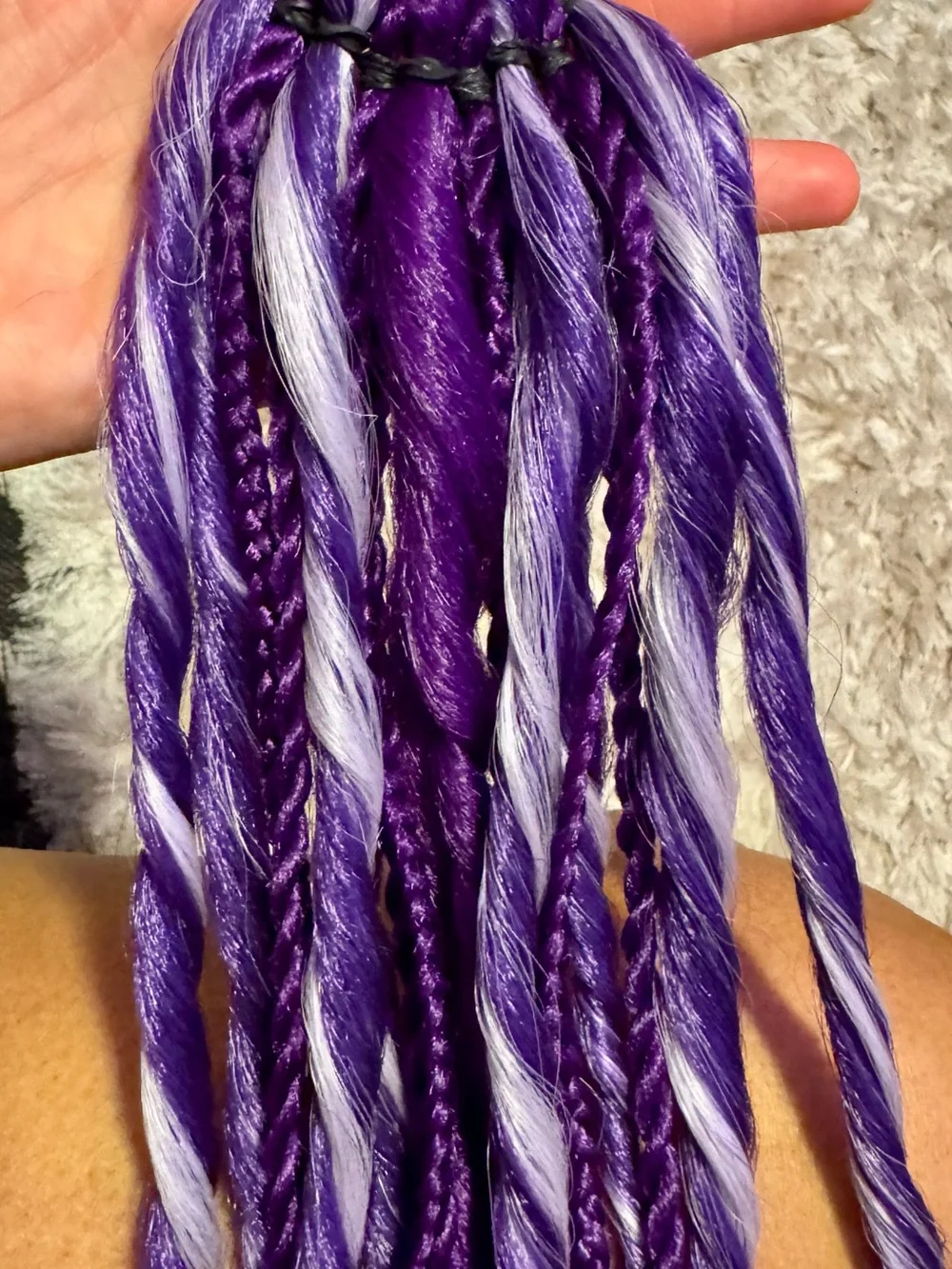 Purple & White Synthetic Braided Hair Extensions - Women Hair Wigs & Extensions